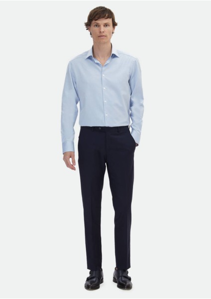 Mavi Çizgili Regular Fit Dokuma Klasik %100 Pamuk Gömlek fiyatları