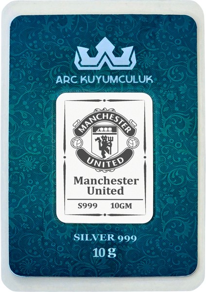 999 Ayar Gümüş ile Üretilmiş Manchester United Temalı Hediyeye Özel 10 Gram Gümüş Külçesi-745