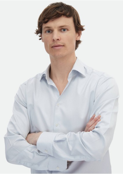 Açık Gri Çizgili Regular Fit Dokuma Klasik %100 Pamuk Gömlek modelleri