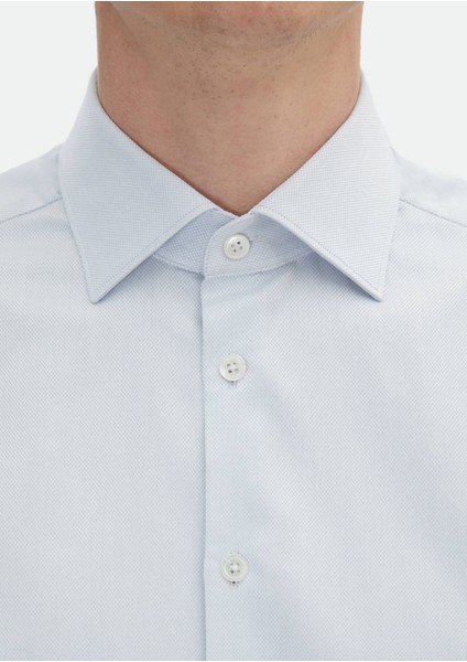 Açık Gri Çizgili Regular Fit Dokuma Klasik %100 Pamuk Gömlek indirimleri