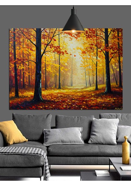 Sonbahar Ormanı Yağlıboya Manzara Dekoratif Kanvas - Mdf Ahşap Tablo fiyatları
