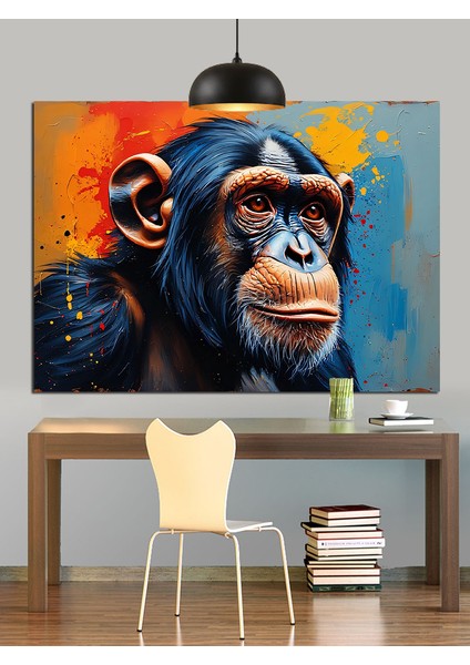 Yüksek Detaylı Maymun Portresi Dekoratif Kanvas - Mdf Ahşap Tablo