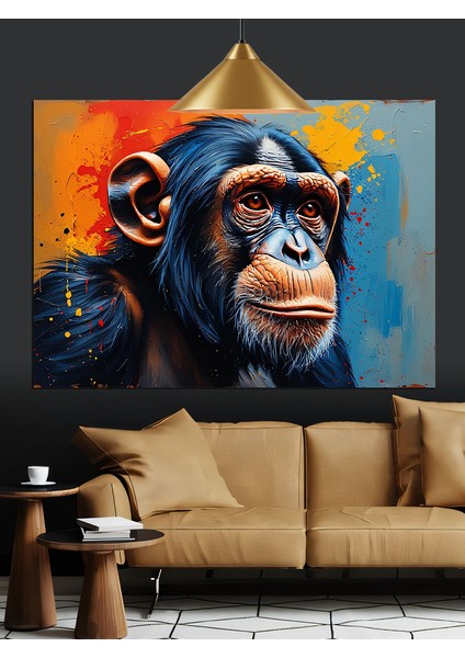 Yüksek Detaylı Maymun Portresi Dekoratif Kanvas - Mdf Ahşap Tablo modelleri