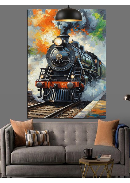 Retro Buharlı Tren Sanatı Dekoratif Kanvas - Mdf Ahşap Tablo modelleri