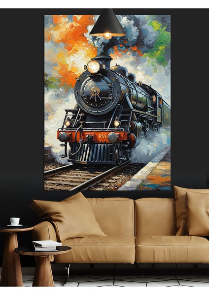 Retro Buharlı Tren Sanatı Dekoratif Kanvas - Mdf Ahşap Tablo indirimleri