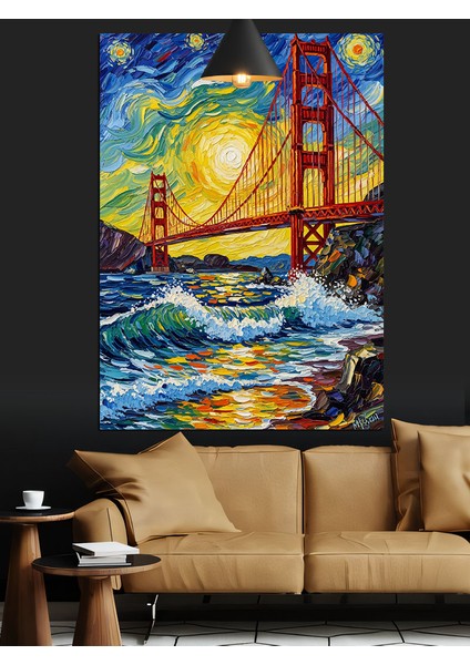 San Francisco Köprüsü Gün Batımı Dekoratif Kanvas - Mdf Ahşap Tablo fiyatları