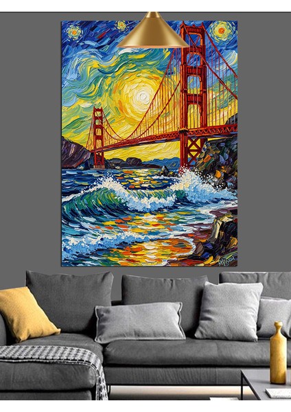 San Francisco Köprüsü Gün Batımı Dekoratif Kanvas - Mdf Ahşap Tablo modelleri