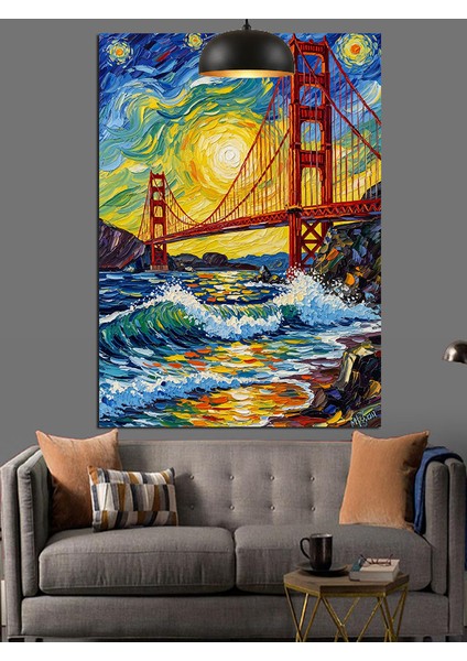 San Francisco Köprüsü Gün Batımı Dekoratif Kanvas - Mdf Ahşap Tablo indirimleri