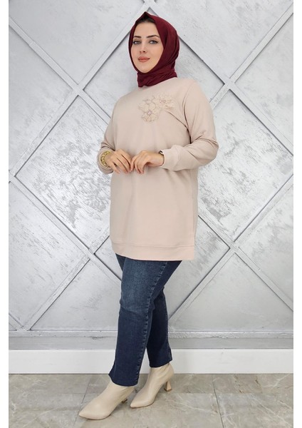 Kadın Dikme Çiçek Detaylı Tesettür Tunik fiyatları