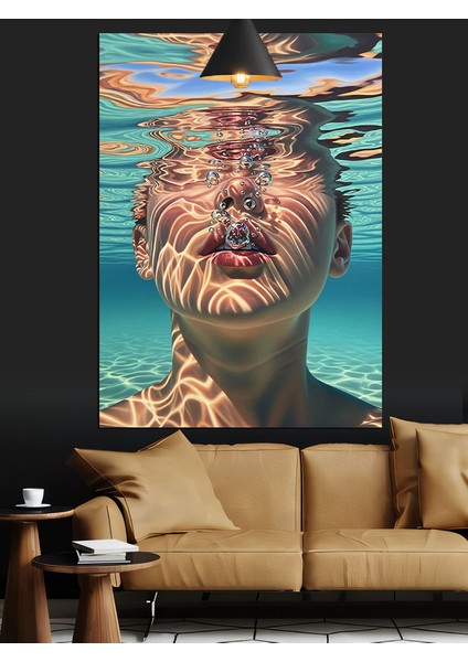 Su Yüzeyinde Insan Yüzü Dekoratif Kanvas - Mdf Ahşap Tablo fiyatları