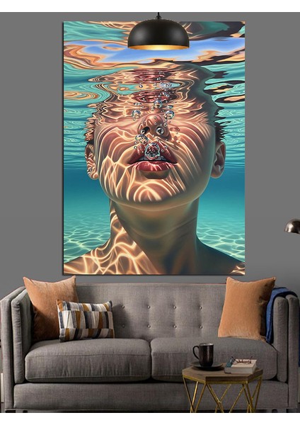 Su Yüzeyinde Insan Yüzü Dekoratif Kanvas - Mdf Ahşap Tablo indirimleri