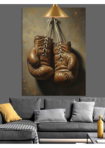 Asılı Boks Eldivenleri Spor Dekoratif Kanvas - Mdf Ahşap Tablo