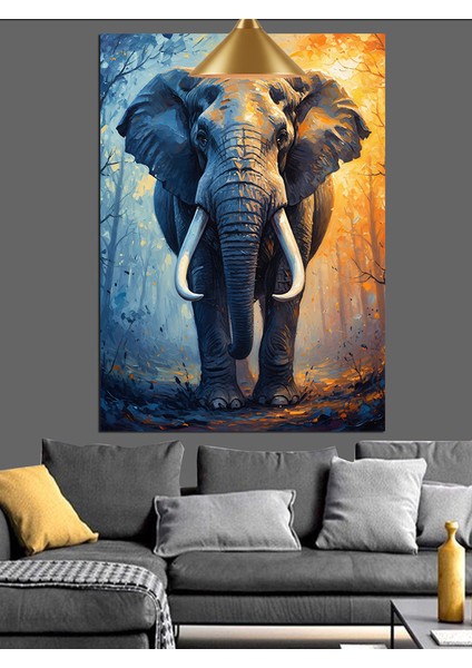 Fil Yürüyüşü Doğa Manzarası Dekoratif Kanvas - Mdf Ahşap Tablo