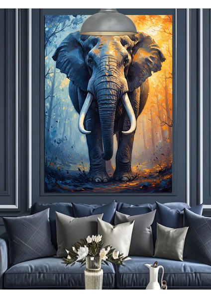 Fil Yürüyüşü Doğa Manzarası Dekoratif Kanvas - Mdf Ahşap Tablo fiyatları