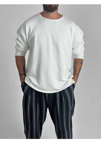 Basic Ekru Erkek Sweatshirt COC1016