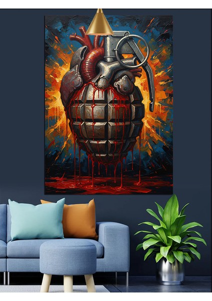 El Bombası Kalp Sanatı Dekoratif Kanvas - Mdf Ahşap Tablo fiyatları