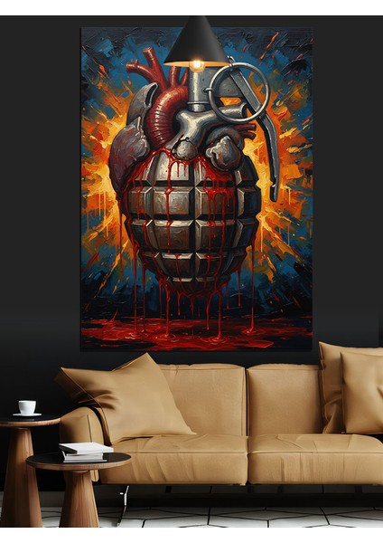 El Bombası Kalp Sanatı Dekoratif Kanvas - Mdf Ahşap Tablo modelleri