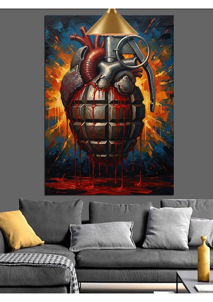 El Bombası Kalp Sanatı Dekoratif Kanvas - Mdf Ahşap Tablo fırsatları