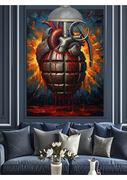 El Bombası Kalp Sanatı Dekoratif Kanvas - Mdf Ahşap Tablo indirimleri