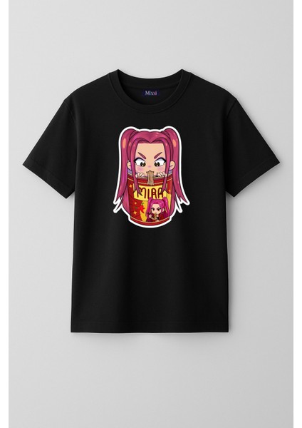 Kpop Demon Hunters Huntrix Mira Kısa Kollu Baskılı Kız Çocuk Tişört (4-13 Yaş)