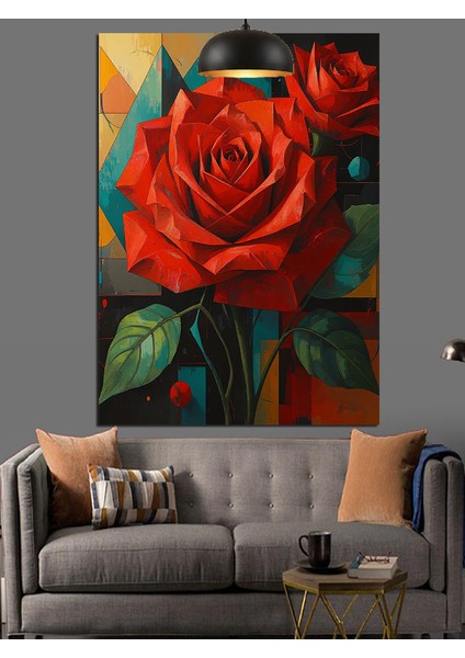 Kırmızı Gül Çiçeği Dekoratif Kanvas - Mdf Ahşap Tablo modelleri