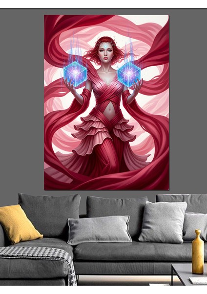 Kırmızı Pelerinli Süper Kahraman Dekoratif Kanvas - Mdf Ahşap Tablo