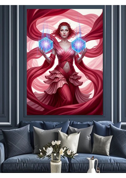 Kırmızı Pelerinli Süper Kahraman Dekoratif Kanvas - Mdf Ahşap Tablo fiyatları