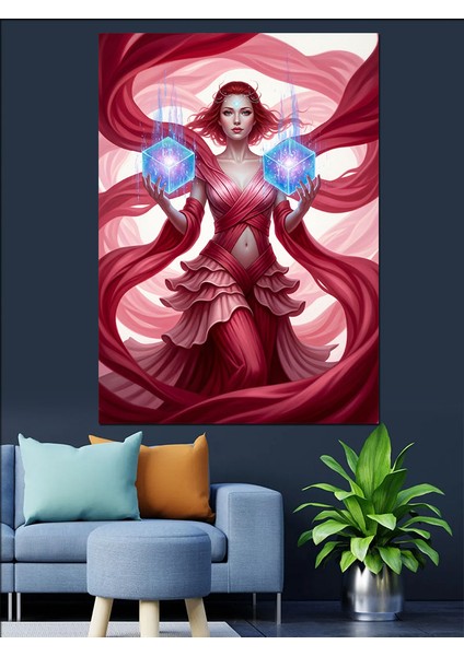 Kırmızı Pelerinli Süper Kahraman Dekoratif Kanvas - Mdf Ahşap Tablo modelleri