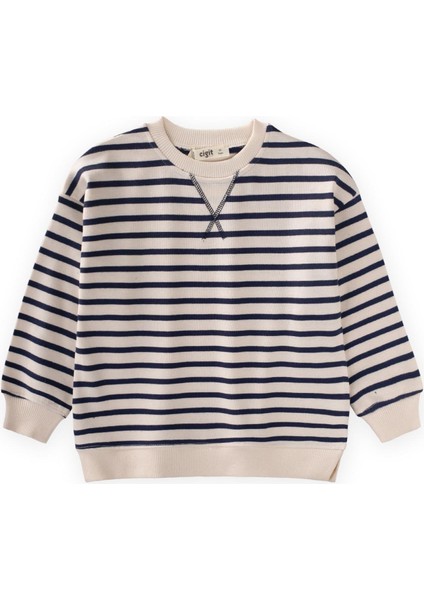 Çizgili Karyoka Detaylı Mevsimlik Sweat 2-12 Yaş Lacivert
