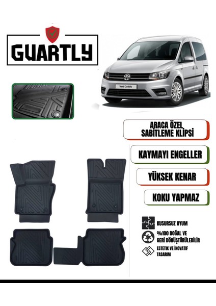 Volkswagen Caddy 2016-2019 Uyumlu Araca Özel 4d Havuzlu Oto Paspas Takımı