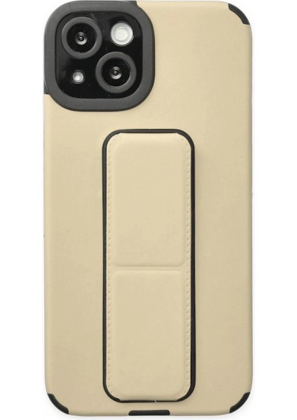 iPhone 14 Plus Kılıf Mega Standlı Silikon - Gold (K95)