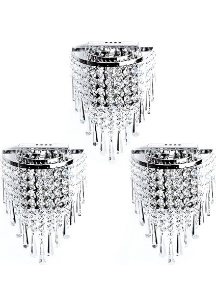 3x Modern Kristal Duvar Lambası Krom Sconce Duvar Işığı Oturma Odası Banyo Evi Kapalı Aydınlatma Dekorasyonu (Yurt Dışından)