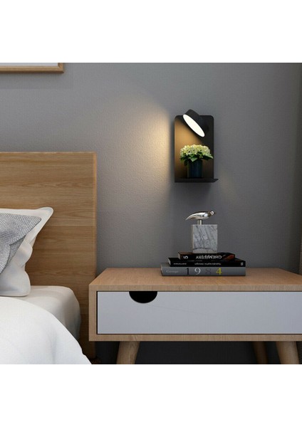 USB Port ile Duvar Işığı Okuma Switch ile Yaratıcı Raf Başucu Lambası -Black (Yurt Dışından) modelleri