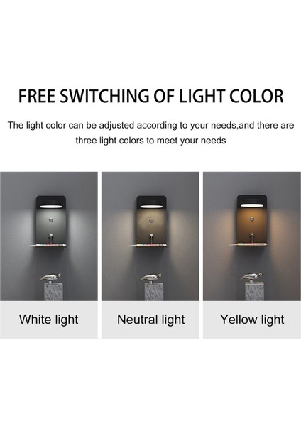 USB Port ile Duvar Işığı Okuma Switch ile Yaratıcı Raf Başucu Lambası -Black (Yurt Dışından) indirimleri