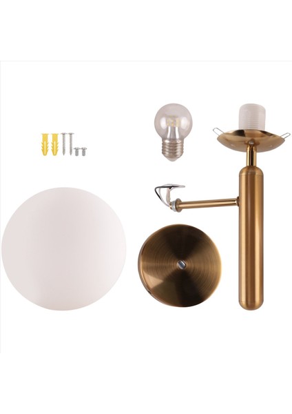 Dekoratif LED Duvar Lambası Aydınlatma Iskandinav Cam Top Avizesi Banyo Aynası Işık Altın Modern Yuvarlak Duvar Lambası Sıcak Beyaz Işık (Yurt Dışından) fiyatları