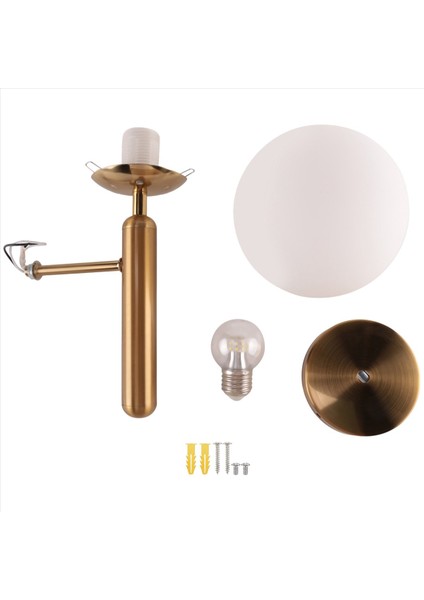 Dekoratif LED Duvar Lambası Aydınlatma Iskandinav Cam Top Avizesi Banyo Aynası Işık Altın Modern Yuvarlak Duvar Lambası Sıcak Beyaz Işık (Yurt Dışından) fırsatları