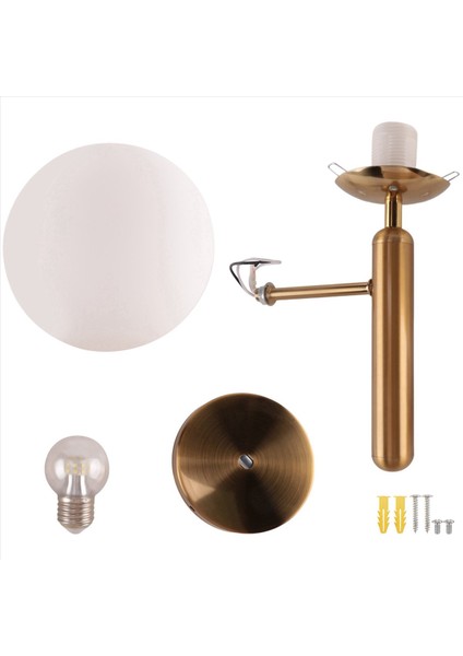 2x Dekoratif LED Duvar Lambası Aydınlatma Iskandinav Cam Top Avize Banyo Aynası Açık Altın Sıcak Beyaz Işık (Yurt Dışından) modelleri