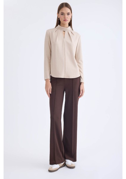 Önü Dikişli Geniş Paça Beli Lastikli Pantolon fırsatları