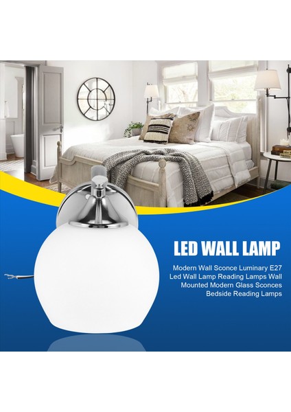 Modern Duvar Sconce Luminary E27 LED Duvar Lambası Okuma Lambaları Duvara Montajlı Modern Cam Sconces Başucu Okuma Lambaları (Yurt Dışından) fırsatları