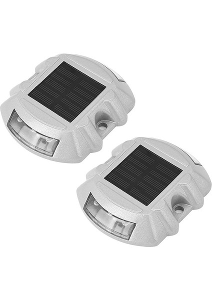 Yeniden Kullanılabilir Güneş Yolu 2pcs 6 LED Stud Lights Ground Bahçe Çim Yolu Dock Beyaz Uyarı Işıkları (2pcs) (Yurt Dışından)
