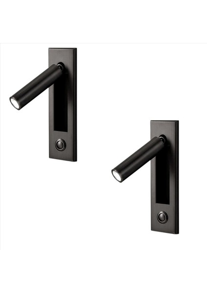 2x Okuma Işıkları Başlık Duvar Işığı Okuma Işık Gömülü Push Switch Oturma Odası Için Duvar Lambaları Yatak Odası Siyah (Yurt Dışından)