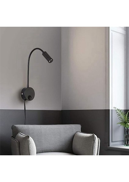 Duvara Monte Okuma Lambası Duvar Lambası Hortum Başucu Lambası Anahtarı Kontrolü Minimalist Stil Duvar Lambası (Siyah Abd Fişi) (Yurt Dışından) fırsatları
