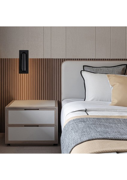 Oda LED Lamba Başlık Duvar Işık Sconce Yatak Tarafı Okuma Işık Gömülü Otomatik Anahtar Duvar Lambaları Siyah (Yurt Dışından) fırsatları