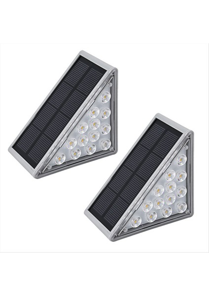 2pcs Güneş Merdiven Işığı Açık Ev Kablolama Yağmur Geçidi Gri Gri Güneş Adım Işık Ambiyans Işığı Beyaz Işık (Yurt Dışından)