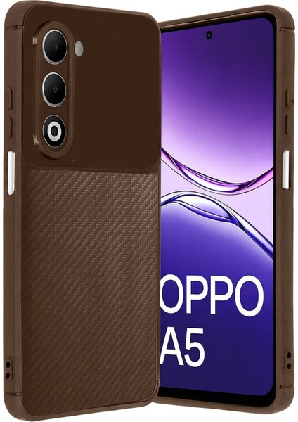 CPT16 Oppo A5 4g Auto Focus Karbon Kapak - Kahverengi