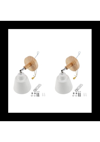 4x Ahşap Duvar Lambası Başucu Duvar Lambası Sconce Duvar Işığı Yatak Odası Koridoru Zip Anahtarlı Koridor Serbestçe Dönebilir (Beyaz) (Yurt Dışından)