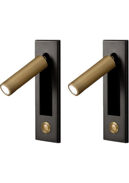 2x Okuma Işıkları Başlık Duvar Işığı Okuma Işık Gömülü Push Switch Oturma Odası Için Duvar Lambaları Yatak Odası Siyah Altın (Yurt Dışından)