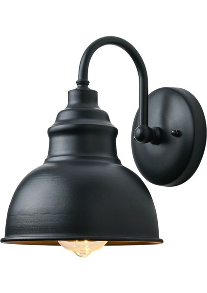 Vintage Duvar Sconce Gooseeck Barn Düz Işık Endüstriyel Vintage Çiftlik Evi Duvar Sconce Açık Su Geçirmez (Siyah) (Yurt Dışından)