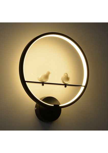 18W 3000K Sıcak Işık Iki Kuş Yüzük LED Duvar Lambası LED Modern Duvar Lambası Oturma Odası Yatak Odası Başucu Aydınlatma Siyah (Yurt Dışından) fırsatları