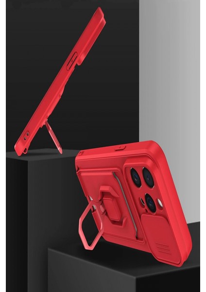 iPhone 15 Pro Kılıf Zuma Kartvizitli Yüzüklü Silikon - Kırmızı (K95) fırsatları